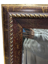 Large Beveled Wall Mirror with Ornate Wood Frame