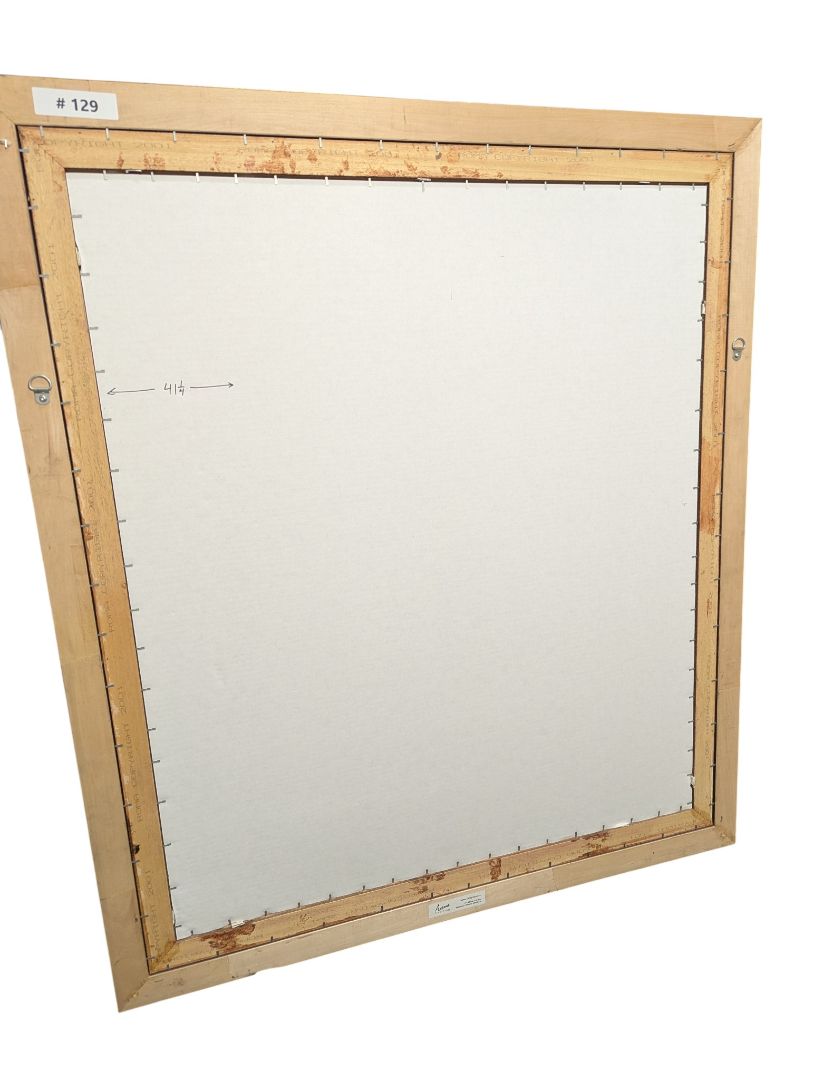 Large Beveled Wall Mirror with Ornate Wood Frame