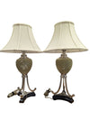 Pair of Perforated Metal Table Lamps with Fabric Shades