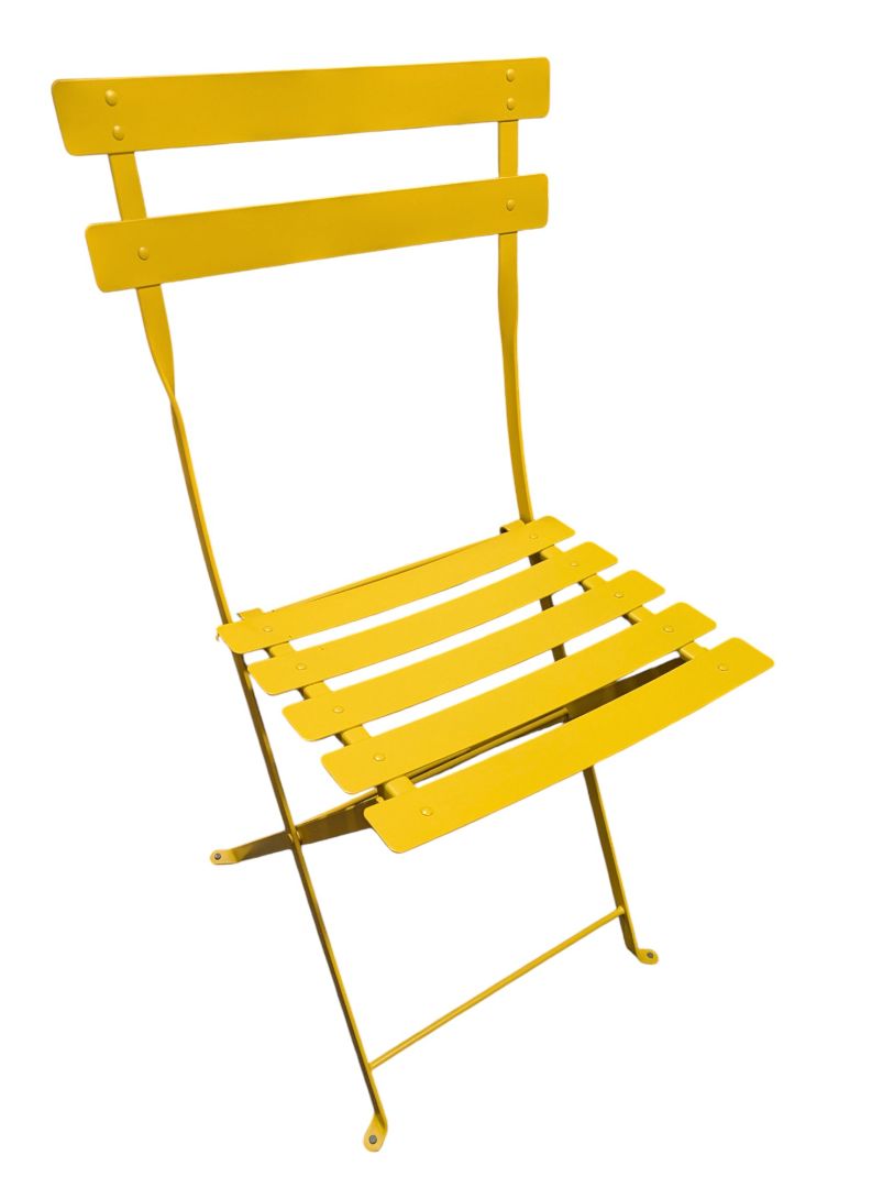 Yellow Metal Folding Bistro Chairs – Set of Two