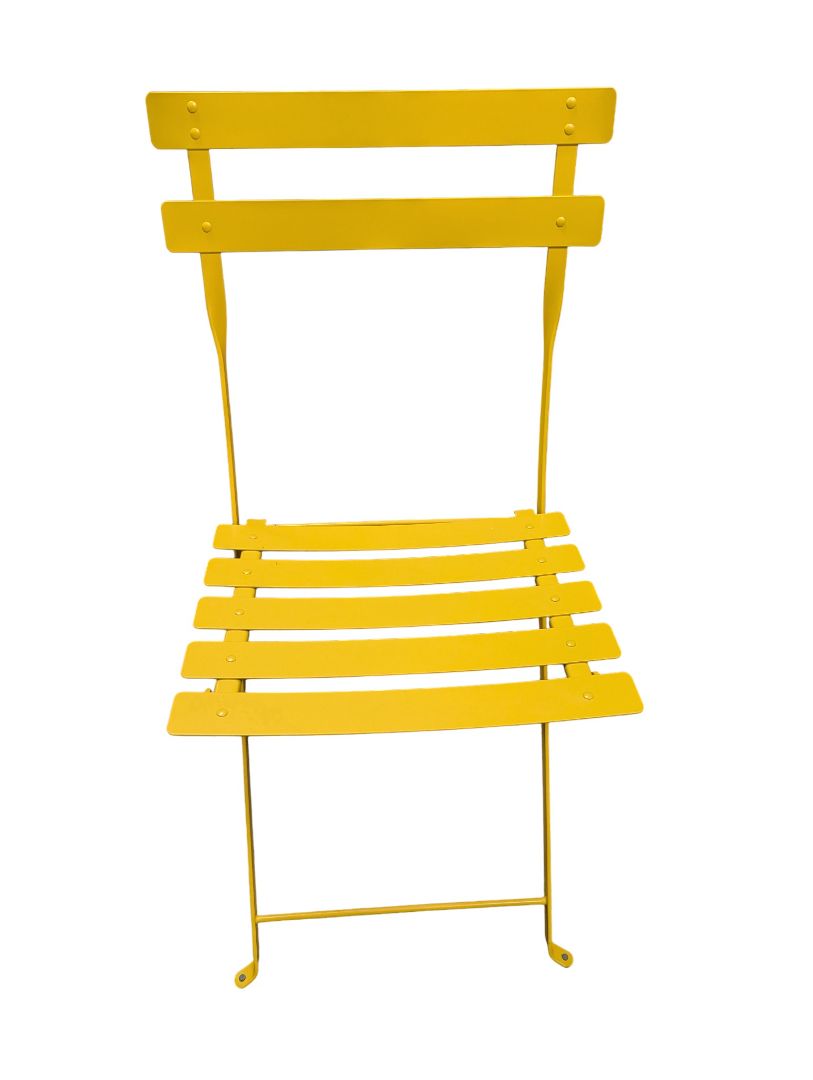 Yellow Metal Folding Bistro Chairs – Set of Two