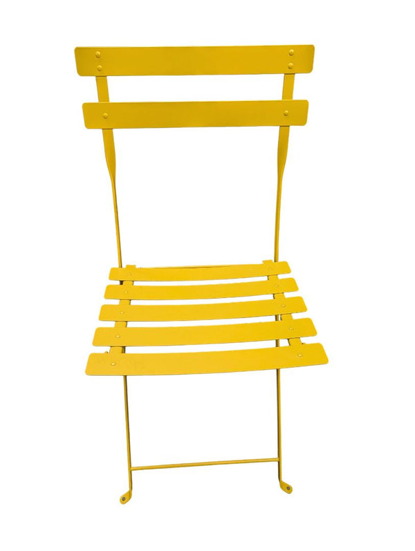 Yellow Metal Folding Bistro Chairs – Set of Two