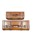 Set of Two Wooden & Leather Vintage-Style Suitcases
