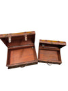 Set of Two Wooden & Leather Vintage-Style Suitcases