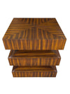 Pair of Contemporary Stacked zebra Wood Veneer Side Tables