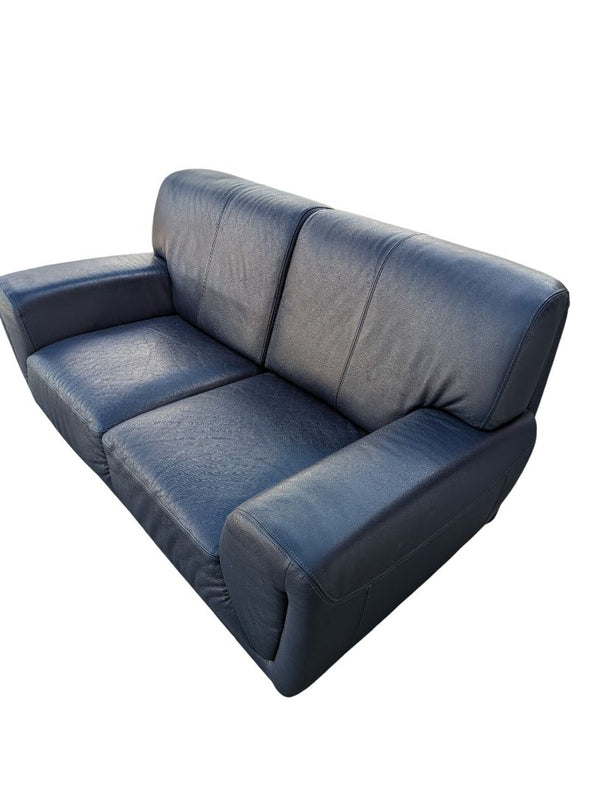 Schreiters Contemporary Navy Blue Top-Grain Leather Sofa