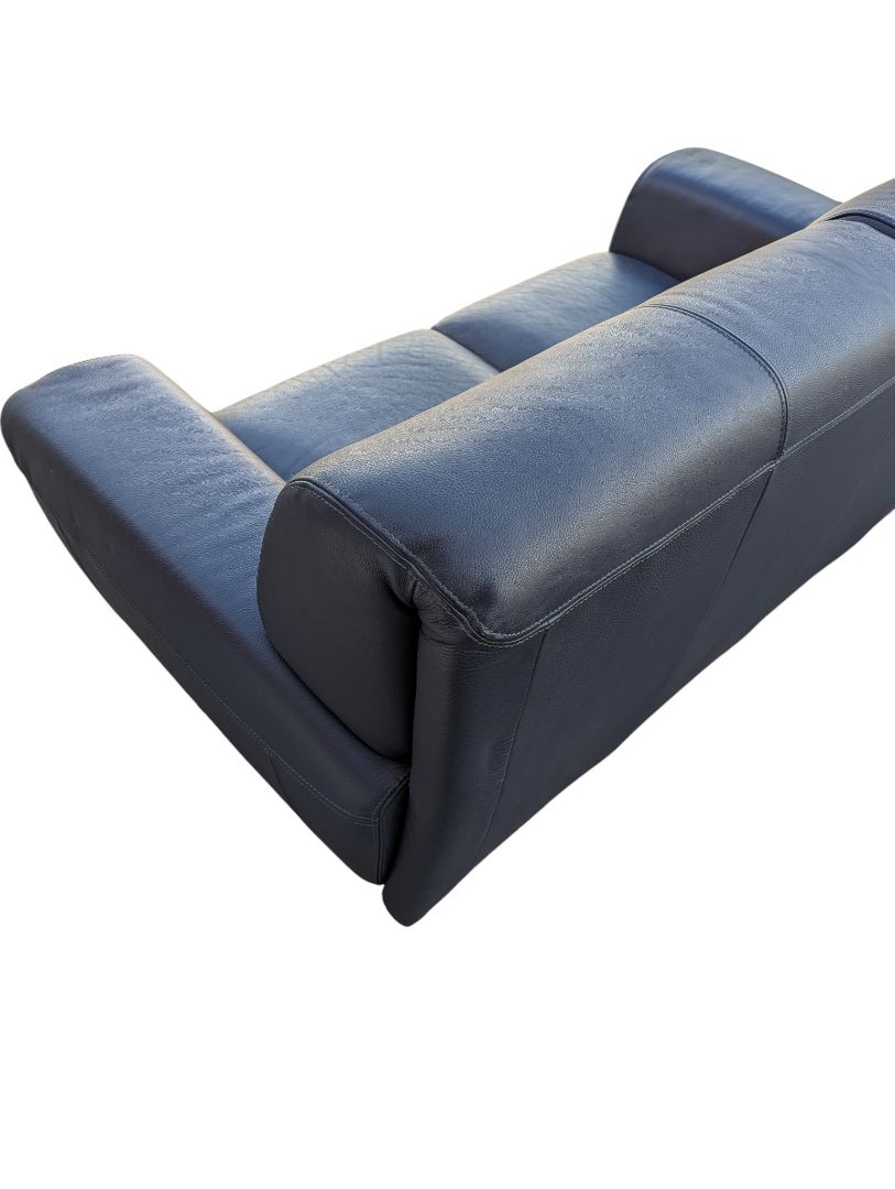 Schreiters Contemporary Navy Blue Top-Grain Leather Sofa