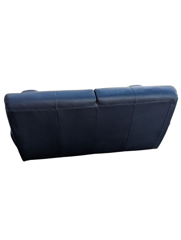 Schreiters Contemporary Navy Blue Top-Grain Leather Sofa