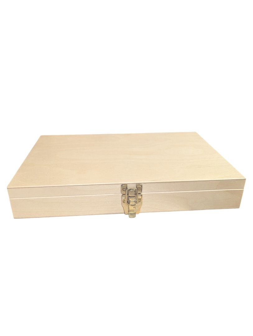 Compact Natural Wood Presentation Box with Blue Interior