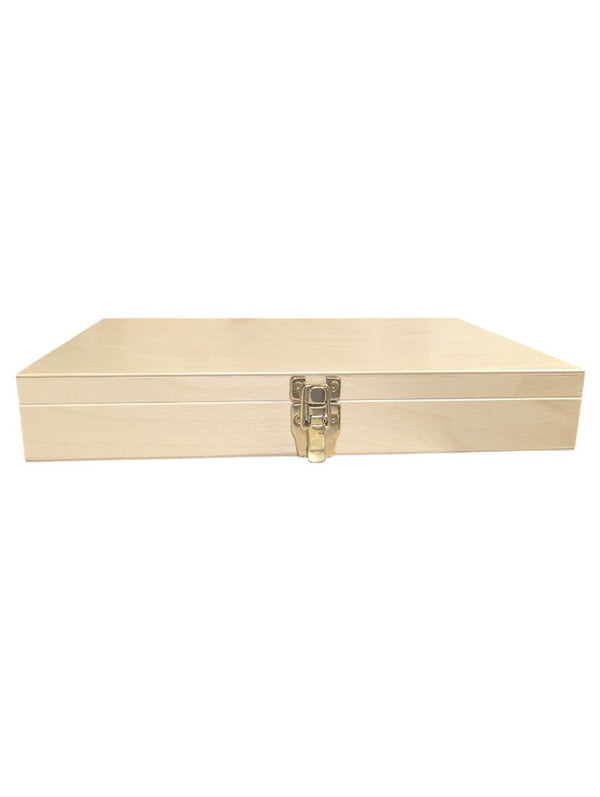 Compact Natural Wood Presentation Box with Blue Interior