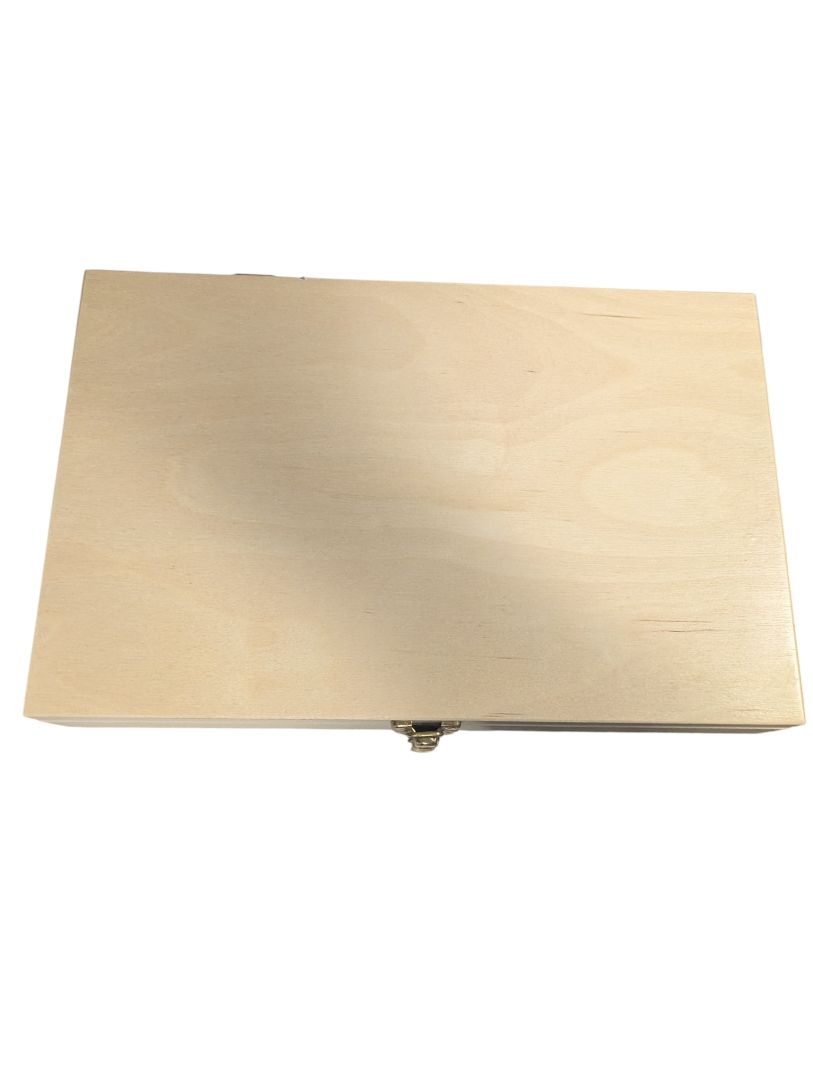 Compact Natural Wood Presentation Box with Blue Interior