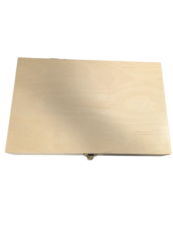 Compact Natural Wood Presentation Box with Blue Interior