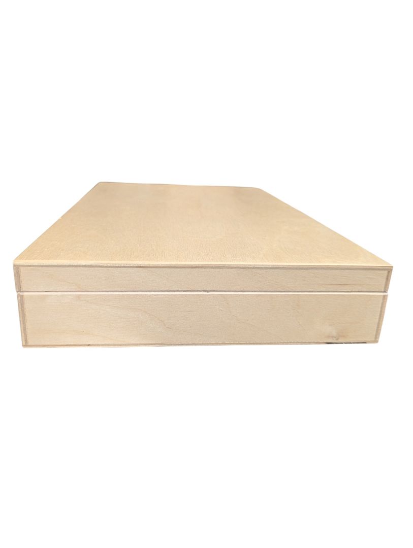 Compact Natural Wood Presentation Box with Blue Interior