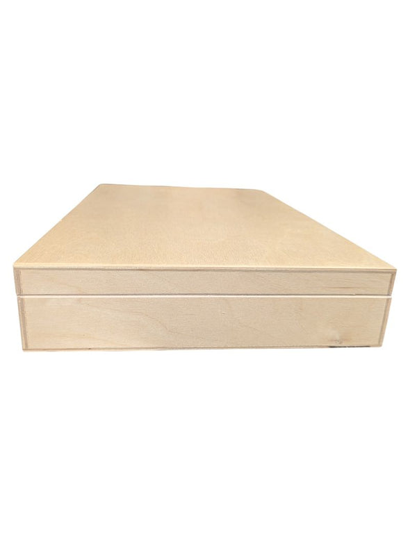 Compact Natural Wood Presentation Box with Blue Interior