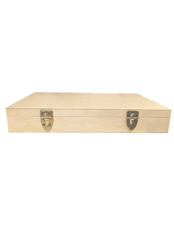 Compact Natural Wood Presentation Box with Blue Interior