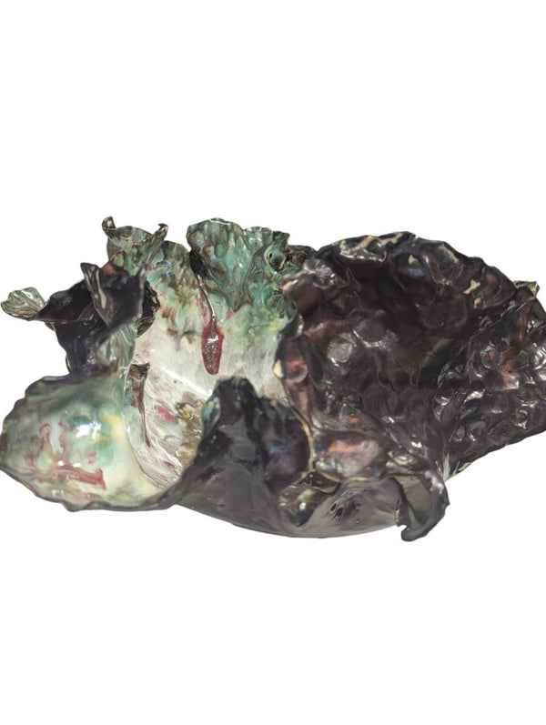 Alex Yeung Signed Studio Ceramic Ruffled Edge Sculpture Bowl