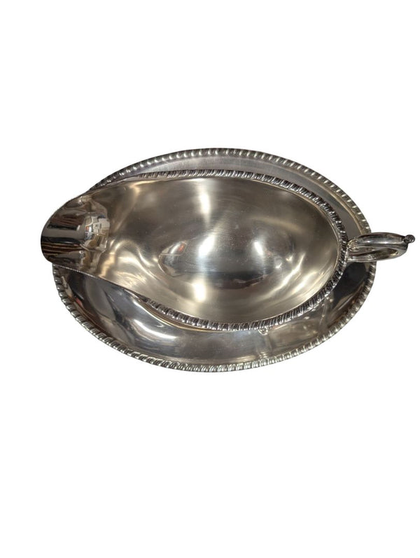 Vintage Silver-Plated Gravy Boat with Underplate