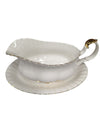 Royal Albert Bone China Gravy Boat with Underplate – White & Gold Trim