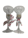 Vintage Glass Candle Holders – Pair with Holiday Ribbon