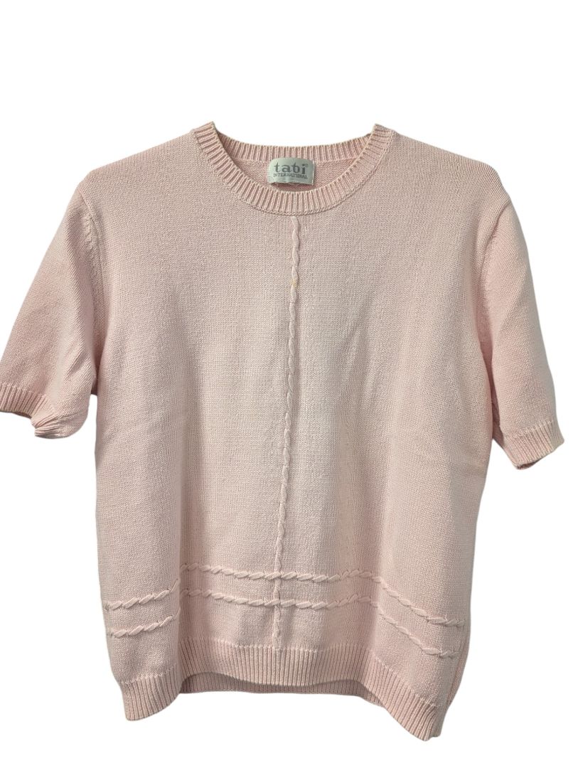 Tabi International Light Pink Knit Short-Sleeve Sweater