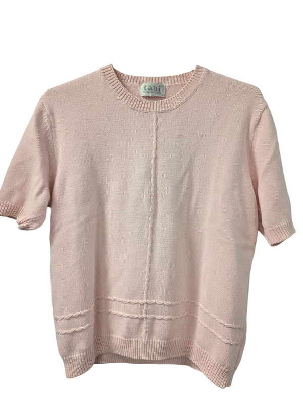 Tabi International Light Pink Knit Short-Sleeve Sweater