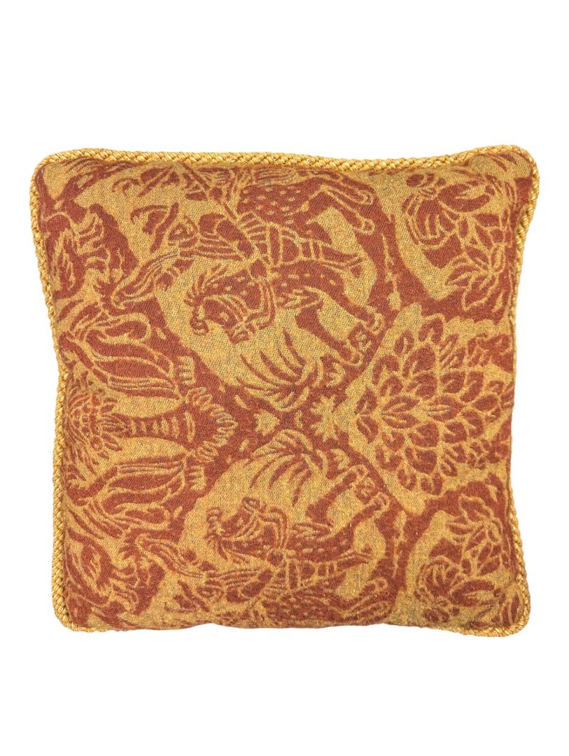 Pair of Tapestry Throw Pillows – Gold & Rust Jacquard