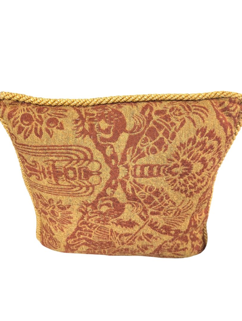 Pair of Tapestry Throw Pillows – Gold & Rust Jacquard