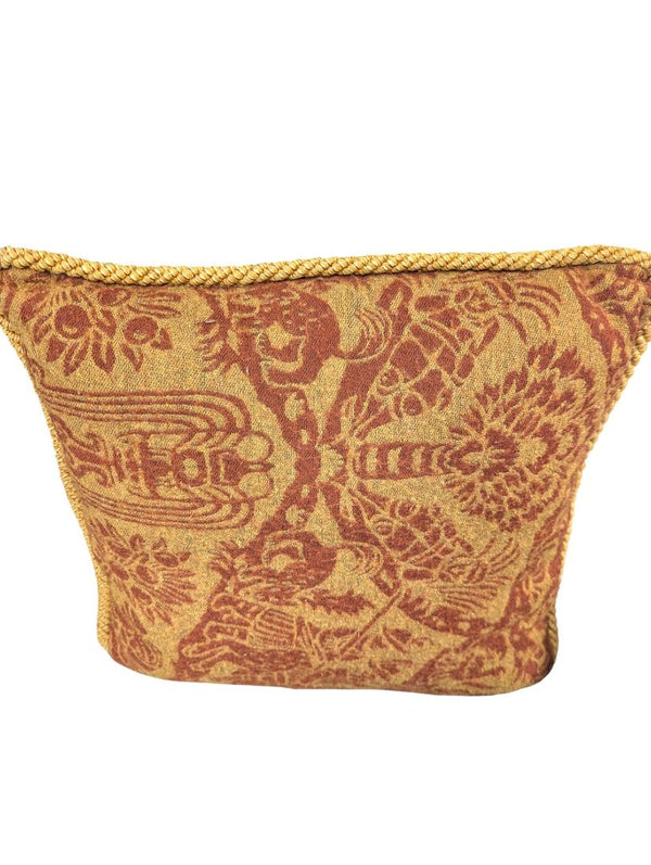 Pair of Tapestry Throw Pillows – Gold & Rust Jacquard