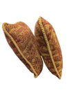 Pair of Tapestry Throw Pillows – Gold & Rust Jacquard