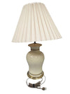 Pair of Vintage Cream Ceramic Table Lamps with Pleated Shade