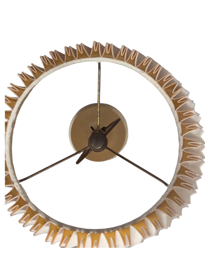 Pair of Vintage Cream Ceramic Table Lamps with Pleated Shade