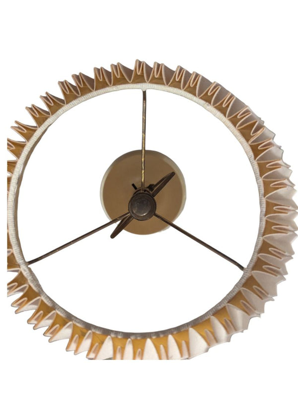 Pair of Vintage Cream Ceramic Table Lamps with Pleated Shade