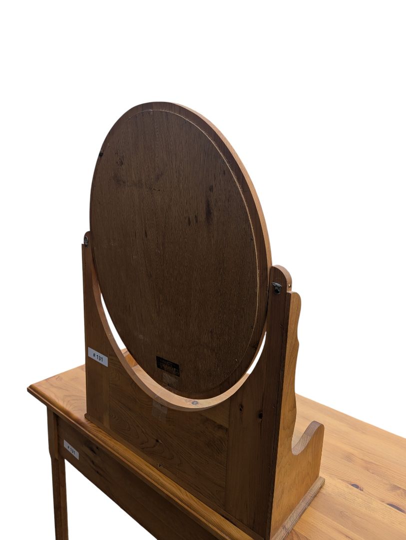 Vintage Solid Pine Vanity Mirror with Storage Drawers