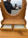 Vintage Solid Pine Vanity Mirror with Storage Drawers