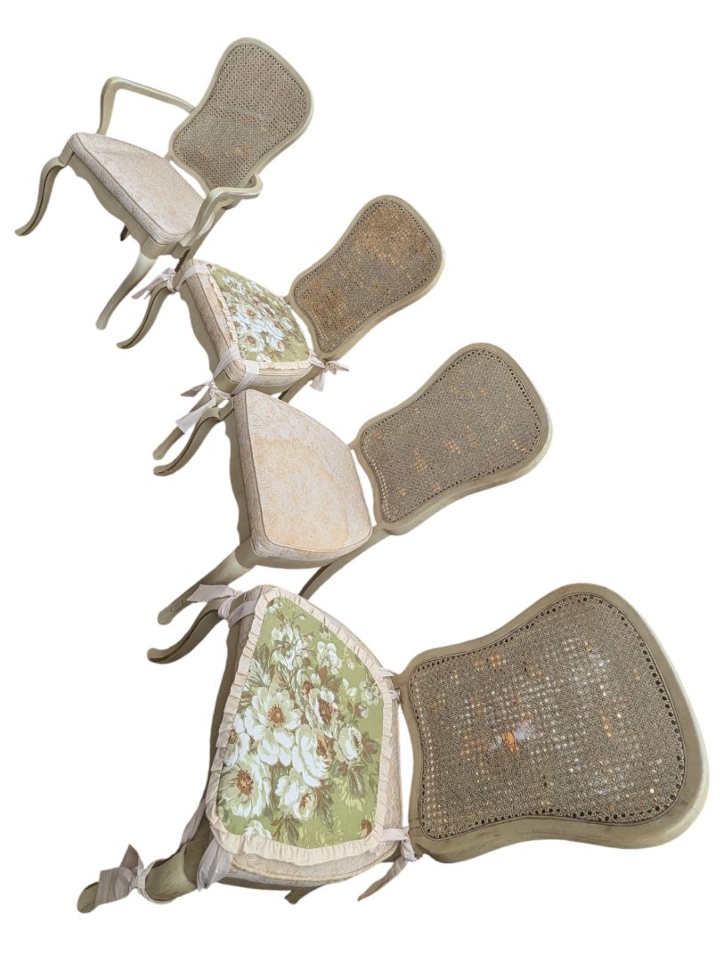 Set of Four Vintage Cane-Back Dining Chairs