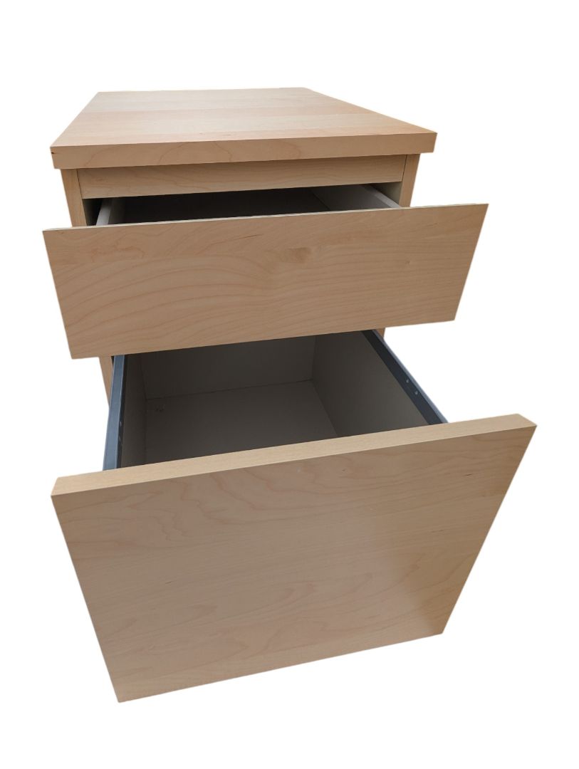 Modern Maple-Finish Two-Drawer File Cabinet