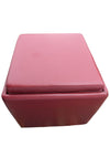 Pair of Red Faux Leather Cube Storage Ottomans