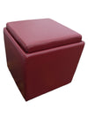 Pair of Red Faux Leather Cube Storage Ottomans