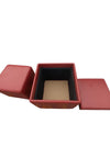 Pair of Red Faux Leather Cube Storage Ottomans