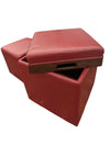 Pair of Red Faux Leather Cube Storage Ottomans