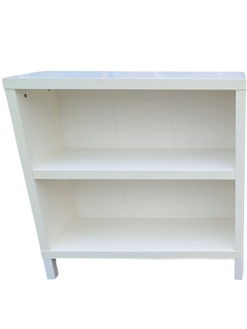 White Two-Shelf Laminate Bookcase