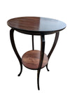 Round Wood & Curved-Leg Accent Table