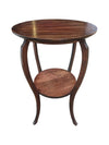 Round Wood & Curved-Leg Accent Table