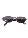 Vintage Italian Red Metal Oval Sunglasses – Cut-Out Arm Design