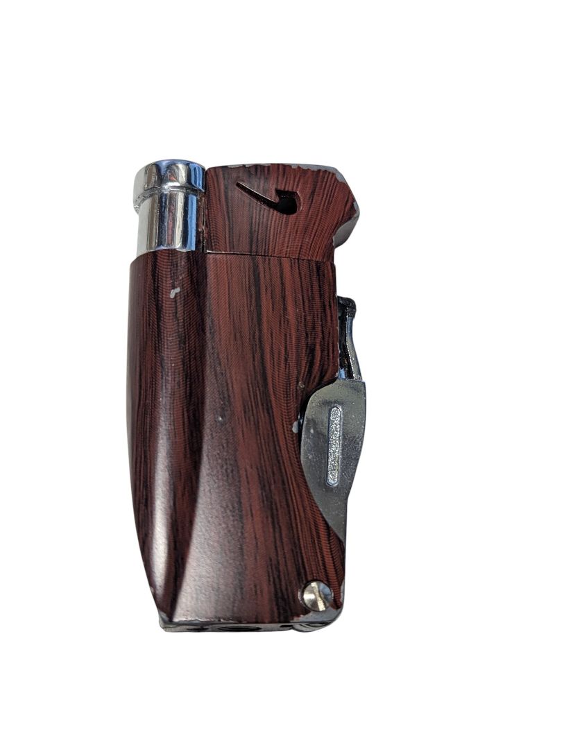 Multifunction Faux-Wood Butane Torch Lighter with Cigar Punch
