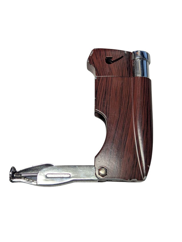 Multifunction Faux-Wood Butane Torch Lighter with Cigar Punch