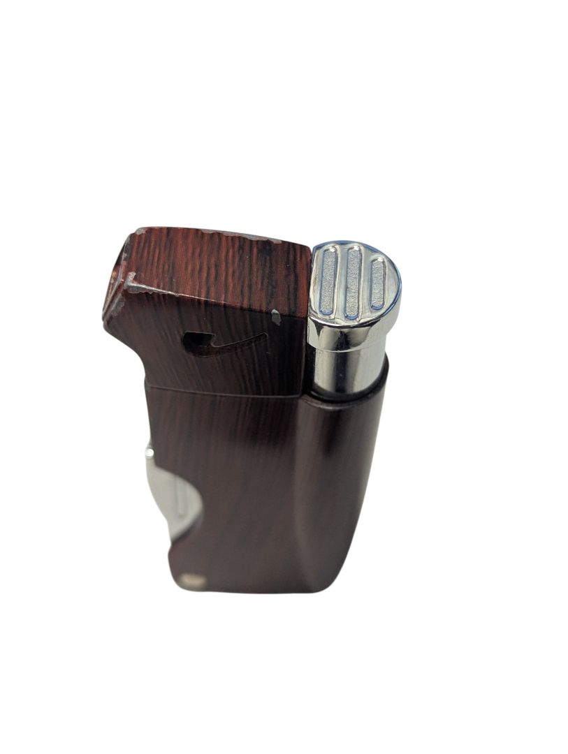 Multifunction Faux-Wood Butane Torch Lighter with Cigar Punch