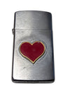 Zippo Lighter – Brushed Chrome with Red Heart Inlay (I • XIV Stamp)