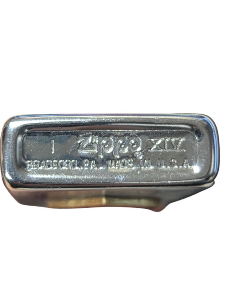 Zippo Lighter – Brushed Chrome with Red Heart Inlay (I • XIV Stamp)