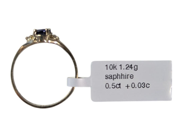 10 kt Yellow Gold Blue Sapphire & Diamond Ring